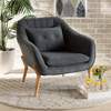 Baxton Studio Valentina Mid-Century Transitional Grey Velvet Upholstered and Natural Wood Finished Armchair 195-12437-ZORO